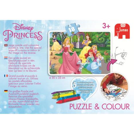 Disney Princess 18pc Double Sided Colour Your Own Jigsaw Puzzle Extra Image 1